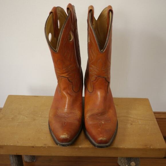 Vintage ACME Reddish Brown Leather Pull-Up Western Cowboy Boots 9.5D 43 USA main image 6